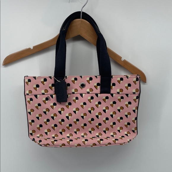 Coach Handbags - Coach Checkered Heart Canvas Small Tote in Blush Multi F25917 G4